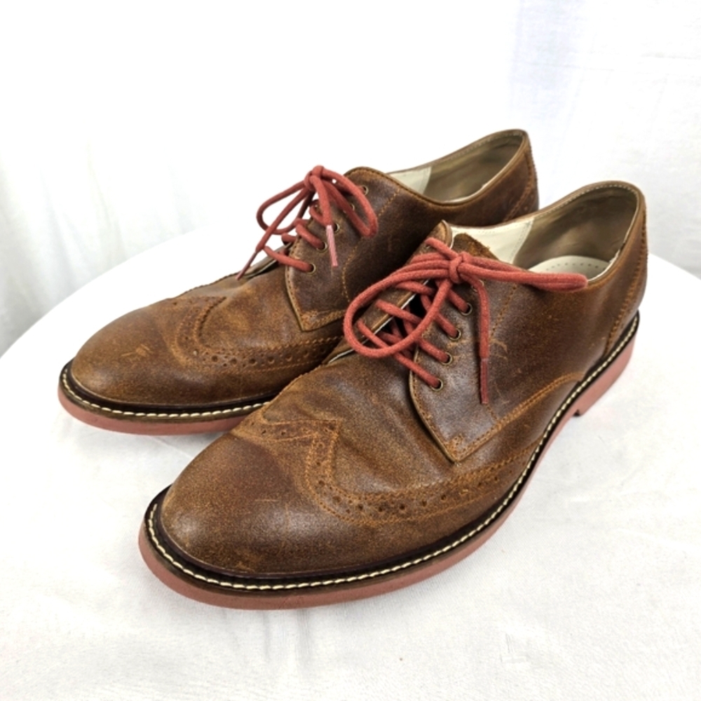 Cole Haan Men's Brown Leather Oxford Shoes with Red Laces Sz 10M